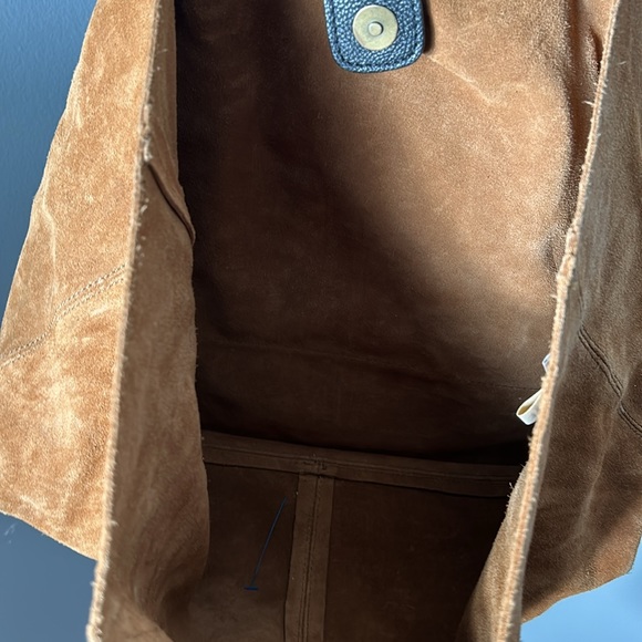 Mark & Graham Leather Suede JPL Khaki Camel Shoulder Bag with Leather Handle - Picture 8 of 16